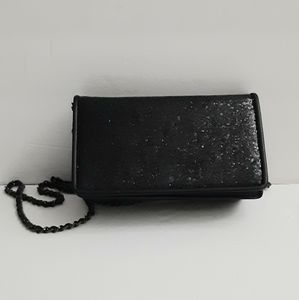 Zara black leather glitter chain crossbody bag